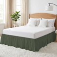 thumbnail image 3 of Olive Green Bed Skirt King Size 16 Inch Drop, Deep Green Color Solid Background Autumnal Rustic Farmhouse Adjustable Elastic Dust Ruffles Bedskirt for King Bed Wrap Around Pleated Mattress Cover, 3 of 9