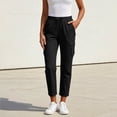 thumbnail image 5 of Titcea Cargo Pants Women High Waisted Drawstring Solid Color Casual Straight-Leg Pants with Multi Pockets Lightweight Comfy Summer Cargo Pants, 5 of 6