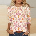 thumbnail image 1 of TaTaai Womens Easter Theme Printed Loose Tops Round Neck 3/4 Three-quarter Sleeve Casual Soft Lightweight Comfy Daily Wear Blouses for Women Gift, 1 of 5