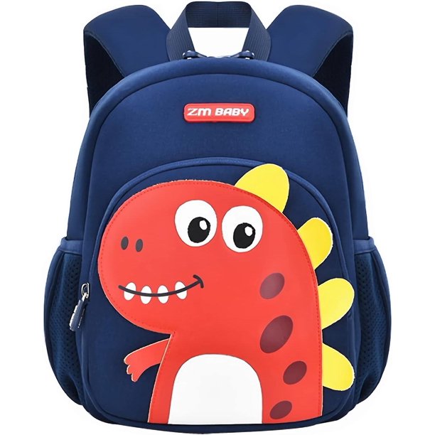 Mochila para niños pequeños con correa Mochila de dinosaurio para niños pequeños en edad preescolar para niños y niñas (dinosaurio azul rojo)
