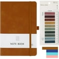 thumbnail image 1 of RETON Hardcover Leather Notebook A5 with Colorful Index Tabs, Executive Journal Notebook with Pen Loop and Elastic Closure, PU Leather Hardback Notepad for Office Business School Home (Brown), 1 of 10