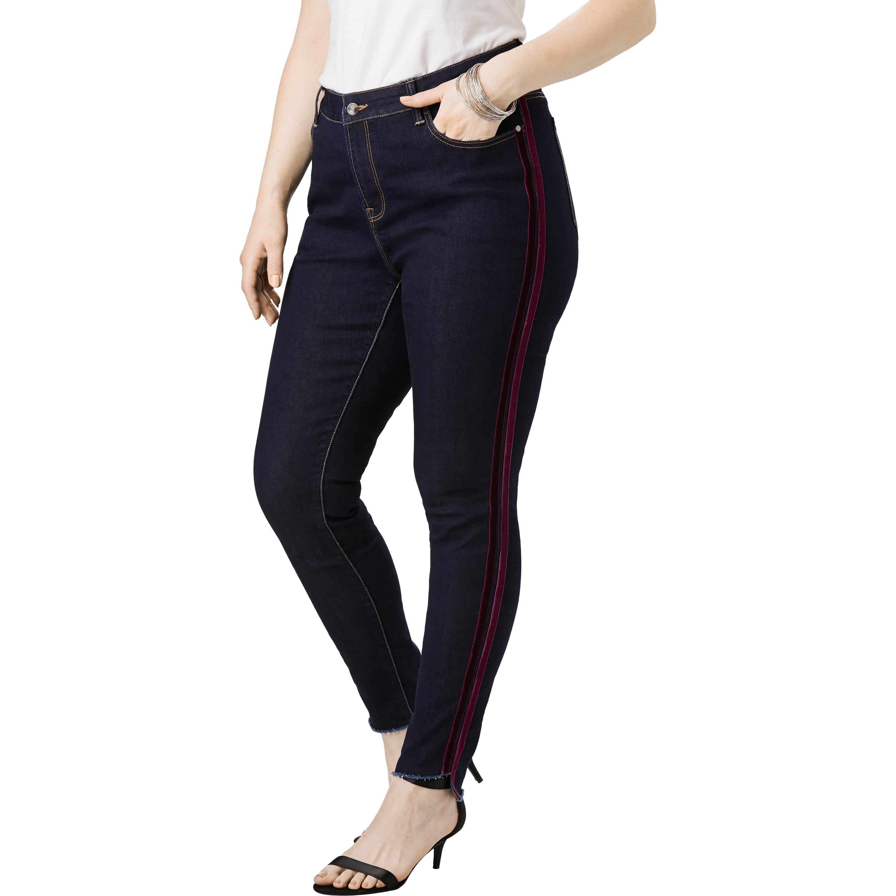 plus size jeans with side stripe