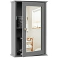 thumbnail image 1 of Costway Bathroom Wall Cabinet Single Mirror Door Cupboard Storage Wood Shelf Grey, 1 of 10