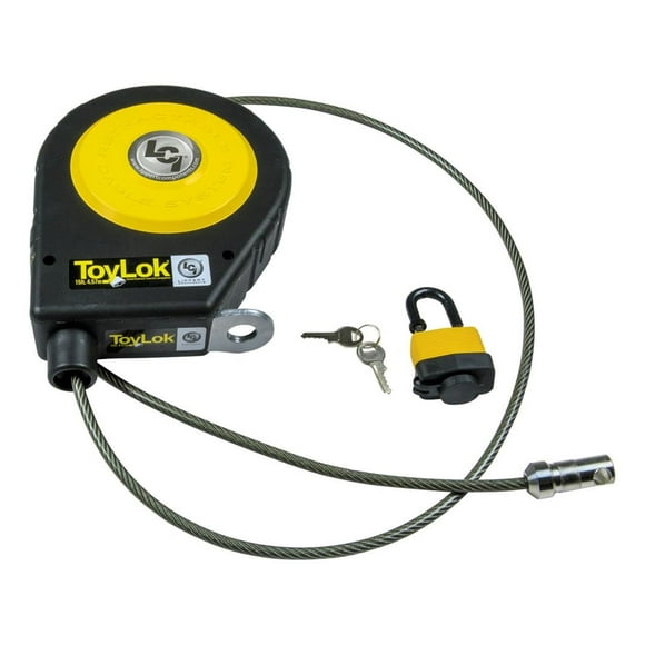 Lippert Components Cable Lock 337120 ToyLok; 15 Foot Length Retractable Cable; Key Lock; With Padlock/2 Keys/Nylon Case And Mounting Hardware