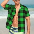 thumbnail image 7 of Kll Men'S Hawaiian Shirt Short Sleeve Button Down Beach Shirts-Buffalo Plaid Green Black, 7 of 7
