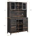 thumbnail image 3 of GAOMON 70" Farmhouse Coffee Bar Cabinet with Sliding Barn Door, Kitchen Hutch with Wine Rack and Glass Storage, Buffet Cabinet for Dining Room and Living Room, Dark Oak, 3 of 7