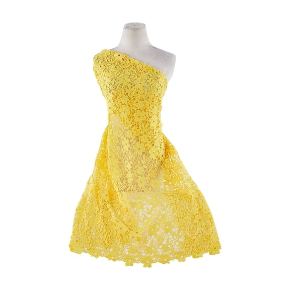 Zelouf Mila Flower Lace  , Sewing, DIY, Crafts Fabric by the Yard, Dashing Yellow, 3 Yard