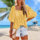 thumbnail image 1 of Camisa fluida para mujer estilo de viaje cuello cuadrado tops de verano para mujer ajuste relajado FLhrweasw Para estrenar, 1 of 7