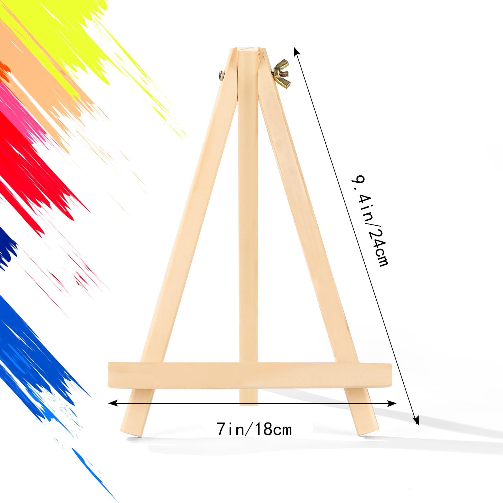 9 Inch Wooden Easel Stand - 6 Pack Mini Display Easels for Painting, Natural Wood,Lightweight & Sturdy for Artists, Crafters, Retail Displays，Signs, Photos, Artwork, Tabletop Decor