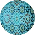 thumbnail image 1 of Ahgly Company Machine Washable Indoor Round Transitional Teal Green Area Rugs, 5' Round, 1 of 7