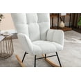 thumbnail image 5 of JXXRZ Nursery Rocking Chair, Oversized Teddy Plush Rocker with Modern Upholstered High Back and Solid Wood Legs, White, 5 of 9