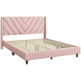thumbnail image 3 of Renwick Queen Size Upholstered Platform Bed Frame with Tufted Headboard, Pink, Adult, 3 of 7