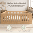 thumbnail image 4 of Miniyam Twin Floor Bed for Kids with Door and Guardrails, Low-Profile Wood Bed Frame, Natural, 4 of 8
