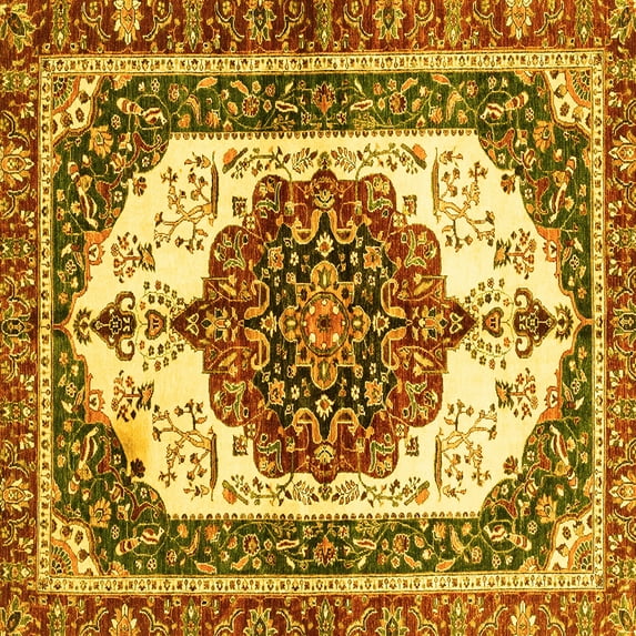Ahgly Company Indoor Square Persian Yellow Traditional Area Rugs, 8' Square