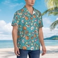 thumbnail image 3 of Sikiie Cute Conch Print Men's Hawaiian Shirt, Summer Beach Button Pocket Short Sleeve T-Shirt,X-Large, 3 of 7