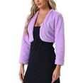thumbnail image 4 of INSPIRE CHIC Formal Bolero for Women's Evening Dressy Faux Fur Shrug Jacket XS Lavender Purple, 4 of 6