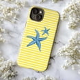 thumbnail image 6 of Yellow Striped iPhone Case with Blue Starfish, Beachy Nautical Summer Vibes, Protective Hard Cover for iPhone 16 15 14 13 12 11 Pro Max Plus Mini, 6 of 6