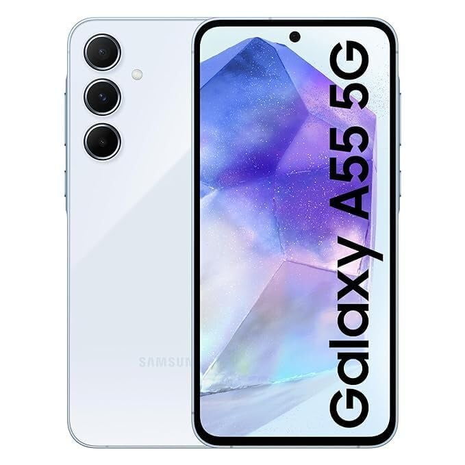 Samsung Galaxy A55 5G + 4G LTE (128GB + 8GB) (Tmobile Mint Tello & Global) Unlocked Latin America Warranty SM-A556E/DS 6.6" 120Hz 50MP Triple (Awesome Iceblue )