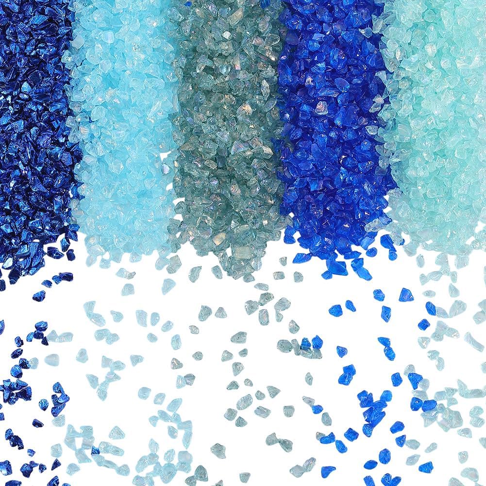 300G 5 Colors Blue Broken Glass Crushed Glitter Irregular Chunky Metallic Stone Sprinkles Flakes Chips Pieces