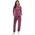 thumbnail image 6 of LELINTA Velour Tracksuit for Women Outfit Hoodie and Pants Tracksuit Yoga Running Sport Sweatsuit Jogger Set, Black/ Blue/ Red/ Purple, S-2XL, 6 of 6