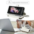 thumbnail image 3 of Furiet Wallet Case for Samsung Galaxy Z Fold 5 5G 2023 with Wrist Strap, Crossbody Shoulder Strap, 9+ Card Slots Zipper Purse, Luxury PU Leather Stand Cell Phone Cover for ZFold5 Z5 G Fold5 5Z White, 3 of 8