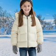 thumbnail image 3 of Teylalorva Girls Outerwear Jackets Reversible Fleece Lined Hooded Puffer Coat Warm Winter Outdoor Coat（1-12） Beige Size 4T, 3 of 8