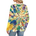 thumbnail image 6 of Womens Mardi Gras Shirts Sparkly Glitter Crew Neck Tunic Tops Feathers Print Long Sleeve Green Graphic Tee Orange L, 6 of 6