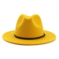 thumbnail image 6 of Unisex Wool Fedora Hat Wide Brim Belt Band Vintage Party Church Fashion Hat, 6 of 6