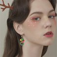 thumbnail image 2 of Red Green Christmas Drop Dangle Earrings for Women Gold-Toned Long Chain Jingle Bell Wreath Snow Santa Claus Round Ball Dangling Fish Hook Studs Earring Funny Xmas Holiday Jewelry, 2 of 6