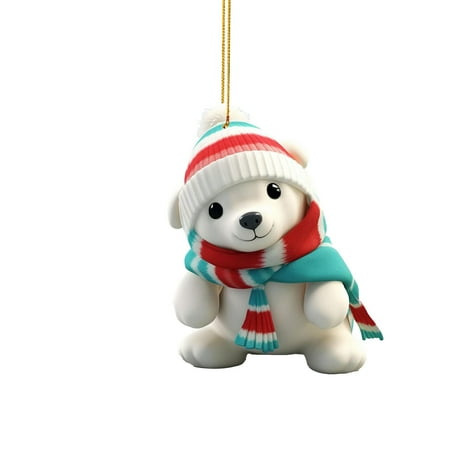 

Weerihhol Christmas Decorating Garland Cute Polar Bear Acrylic Pendant With A Scarf Funny Polar Bear Ornament Christmas Pendant Christmas For Home Holiday Party