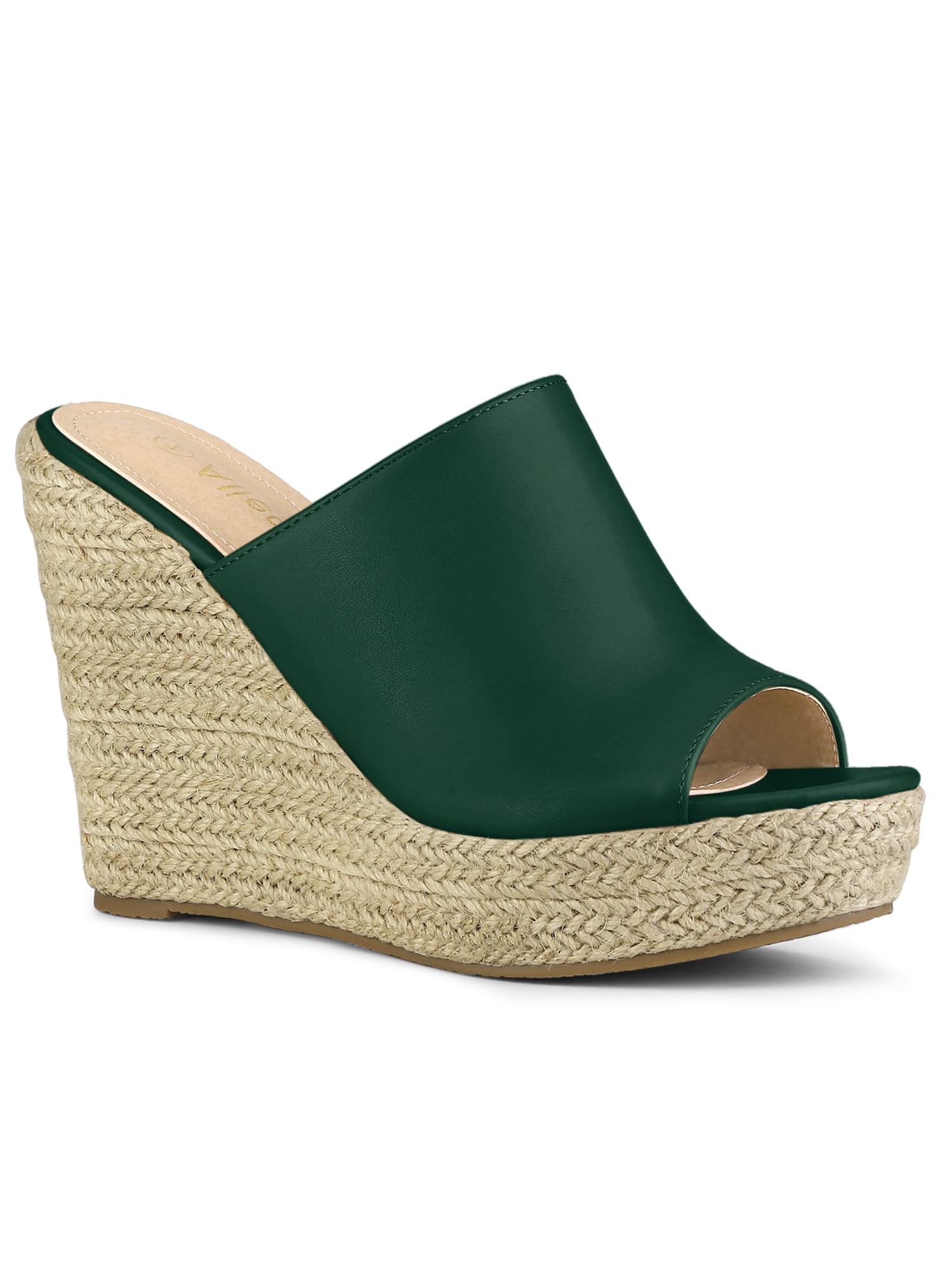 Allegra K Women's Wedge Heel Open Toe Espadrille Platform Mules
