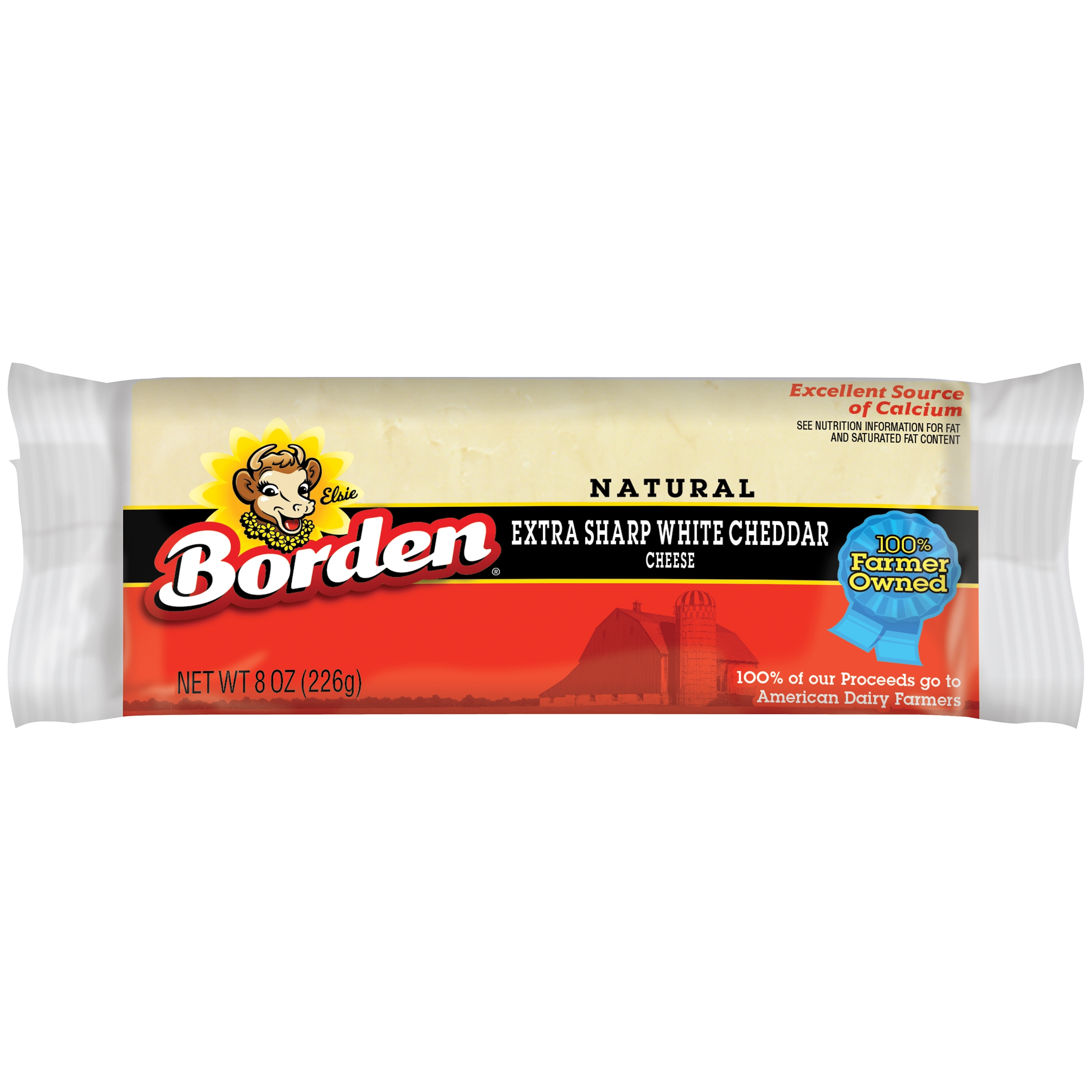 Borden® Natural Extra Sharp White Cheddar Cheese 8 oz. Brick