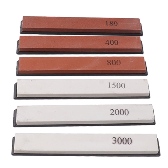 YAHHU 6‑Piece Knife Sharpening Stone Set with Built‑In Base & Angle Guide – Premium White & Brown Corundum for Scissors & Knives
