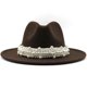 thumbnail image 1 of ¡Rebajas! Sombreros vaqueros Fdelink. Sombrero de copa para mujer, estilo británico, elegante sombrero de jazz, con aro de perla y sombrero de copa, sombrero de ala ancha, sombrero de lana para, 1 of 2