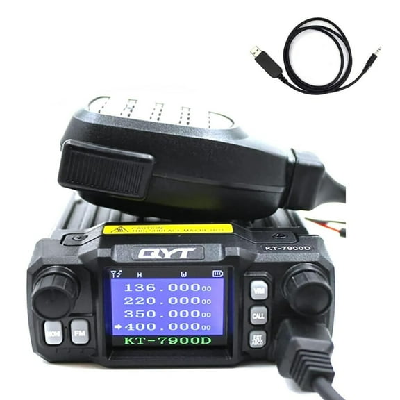 QYT KT-7900D 200-Channel Quad Band Mobile Radio, Retail Packaging with Hand Microphone, Black, KT-7900D