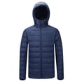 thumbnail image 4 of Chaqueta De Plumón De Pato Ultraligera De Invierno Para Hombre Abrigo Acolchado Azul Oscuro M Sunnimix Chaqueta de plumón con capucha ligera, 4 of 8