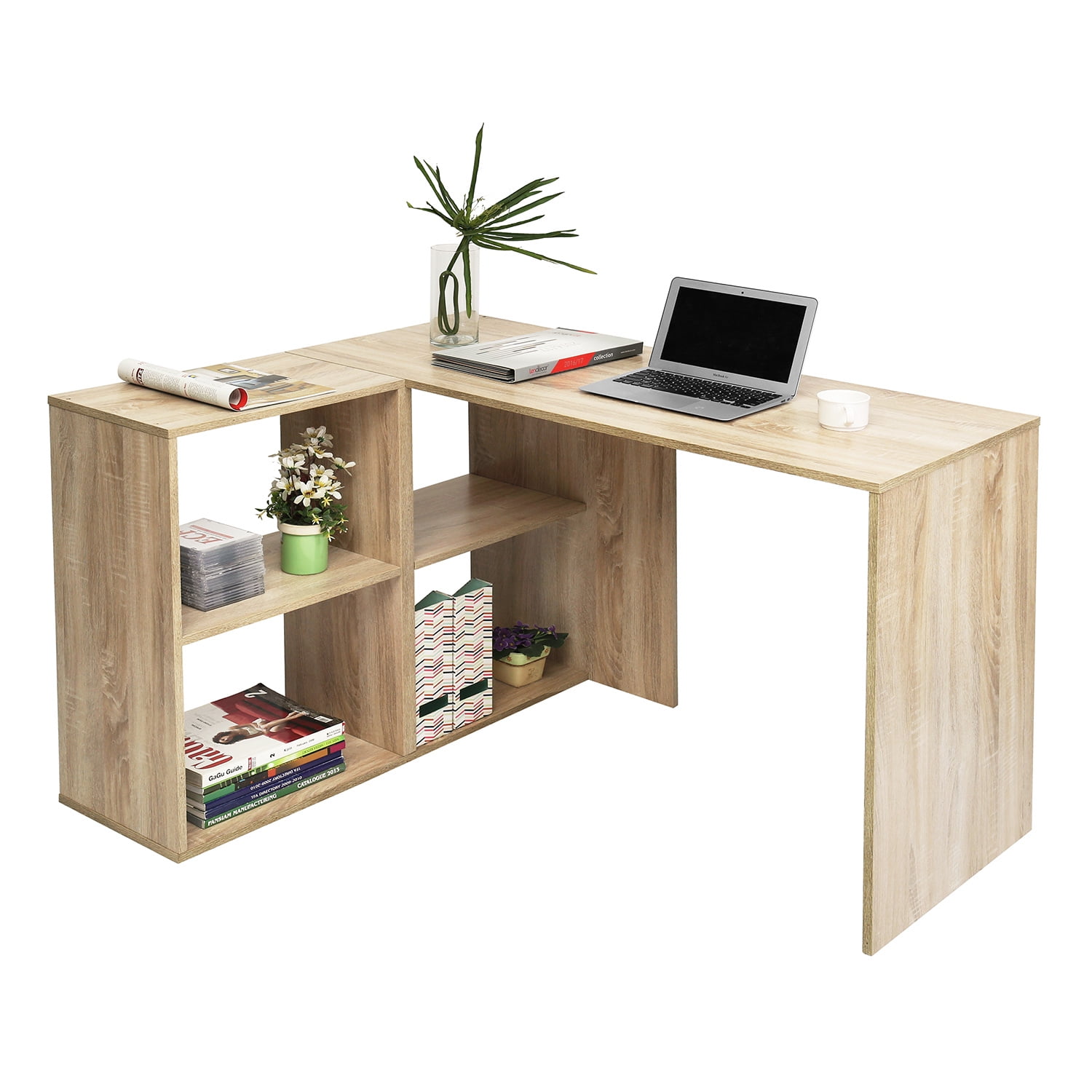 Kepooman 47.24" Modern L-Shaped Corner Computer Desk, Writing Study Table with Locker, Wood Color Kepooman 47.24" Modern L-Shaped Corner Computer Desk, Writing Study Table with Locker, Wood Color
