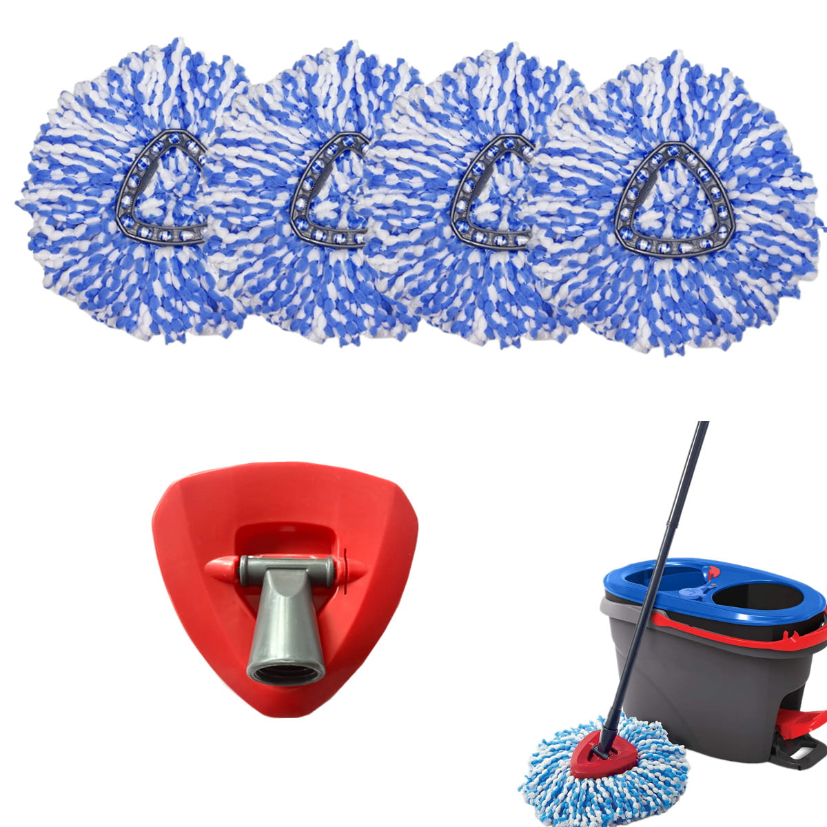 4 Microfiber Replacement Mop Head for Spin Mop 360° Rotating Spin Mop 