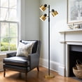 thumbnail image 3 of Yokila 66.25" Modern Black Gold Metal Floor Lamp for Living Room Bedroom 3 Light Tall Standing Lamp with Rotary Switch for Home Office, 3 of 11