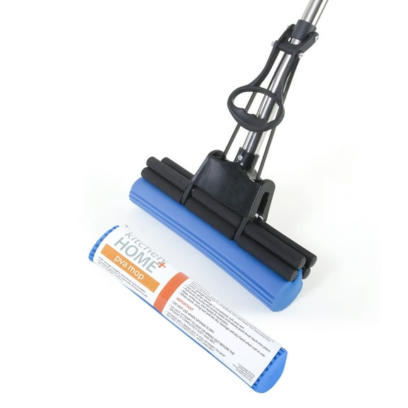PVA Sponge Mop - Super Absorbent 11" Roller Foam Mop Floor Cleaner with Bonus Mop Head Refill