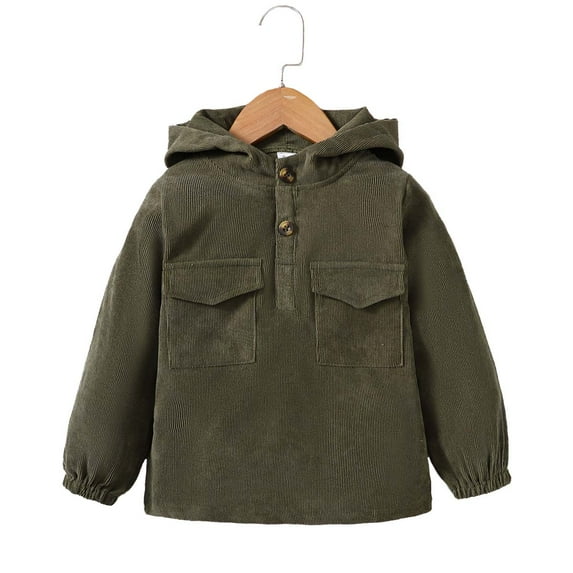6T Little Boys Fall Winter Clothes 6 Years Little Boys Long Sleeve Jacket Little Boys Hoodie Coat with Two Pockets Green