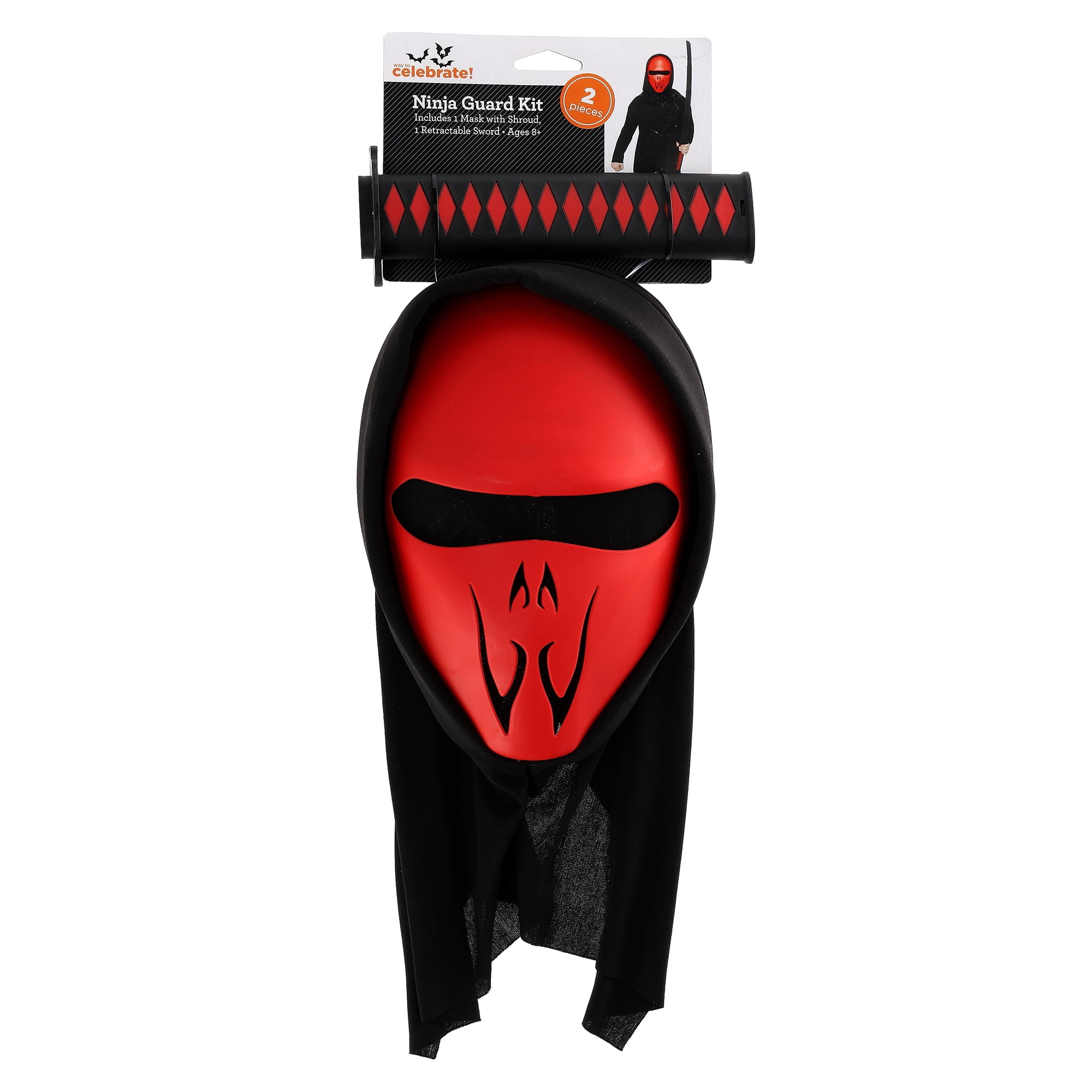 Ninja Guard Costume Accessory Kit for Adults, Red and Black, 2 Pieces, Halloween by Way To Celebrate