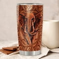 thumbnail image 2 of Personalized Elephant Tumbler Customized Name Cups With Lid Wood Drawing Style Stainless Steel Insulated Coffee Mug Gift for Girl Daughter Sister Animal Lovers Christmas Birthday, 2 of 6
