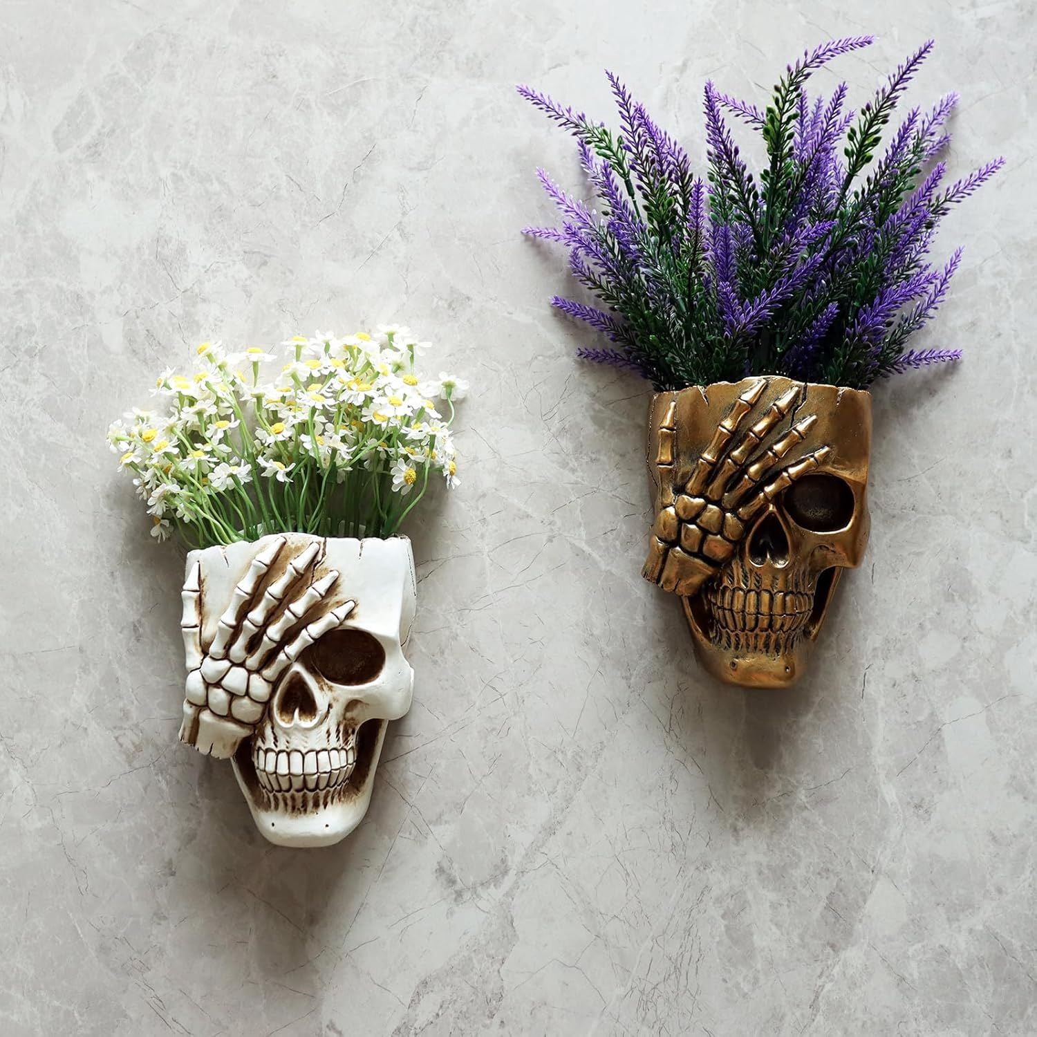 Skull Face Hanging Planter with Drainage Hole for Indoor Outdoor Plants