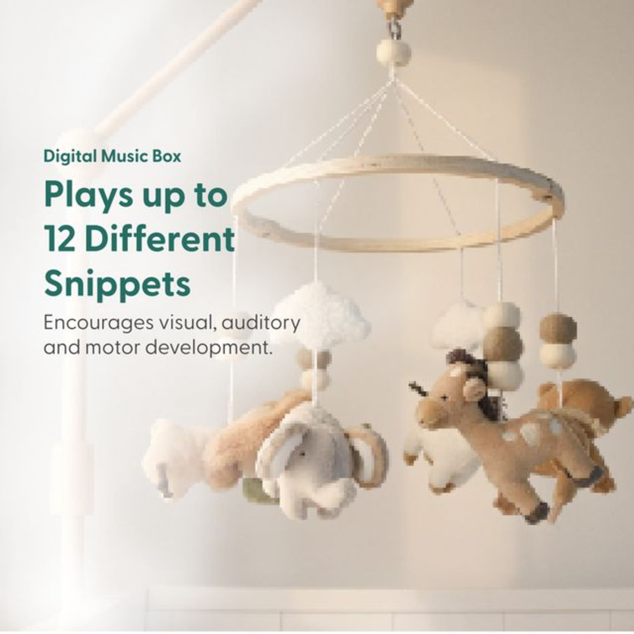 The Peanutshell Safari Serenity Baby Musical Wooden Crib Mobile