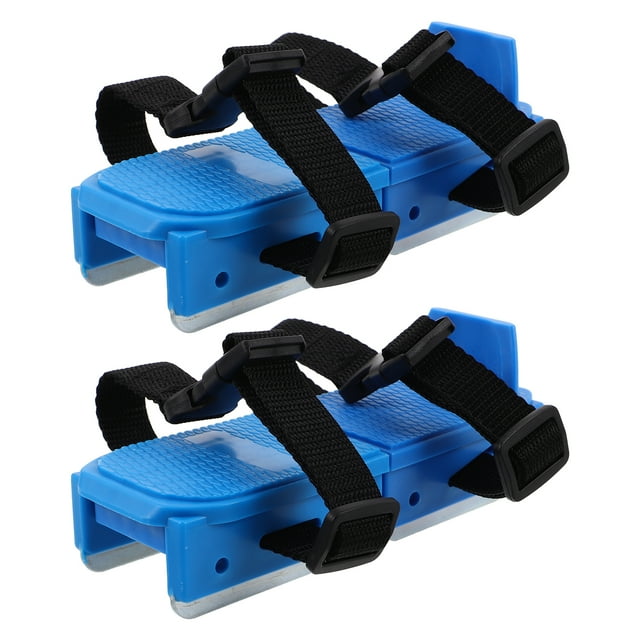 par de patines de hielo para niños pequeños, ajustables, de doble patín, con cierre de velcro, doble cuchilla, para invierno, entrenamiento para principiantes, color azul