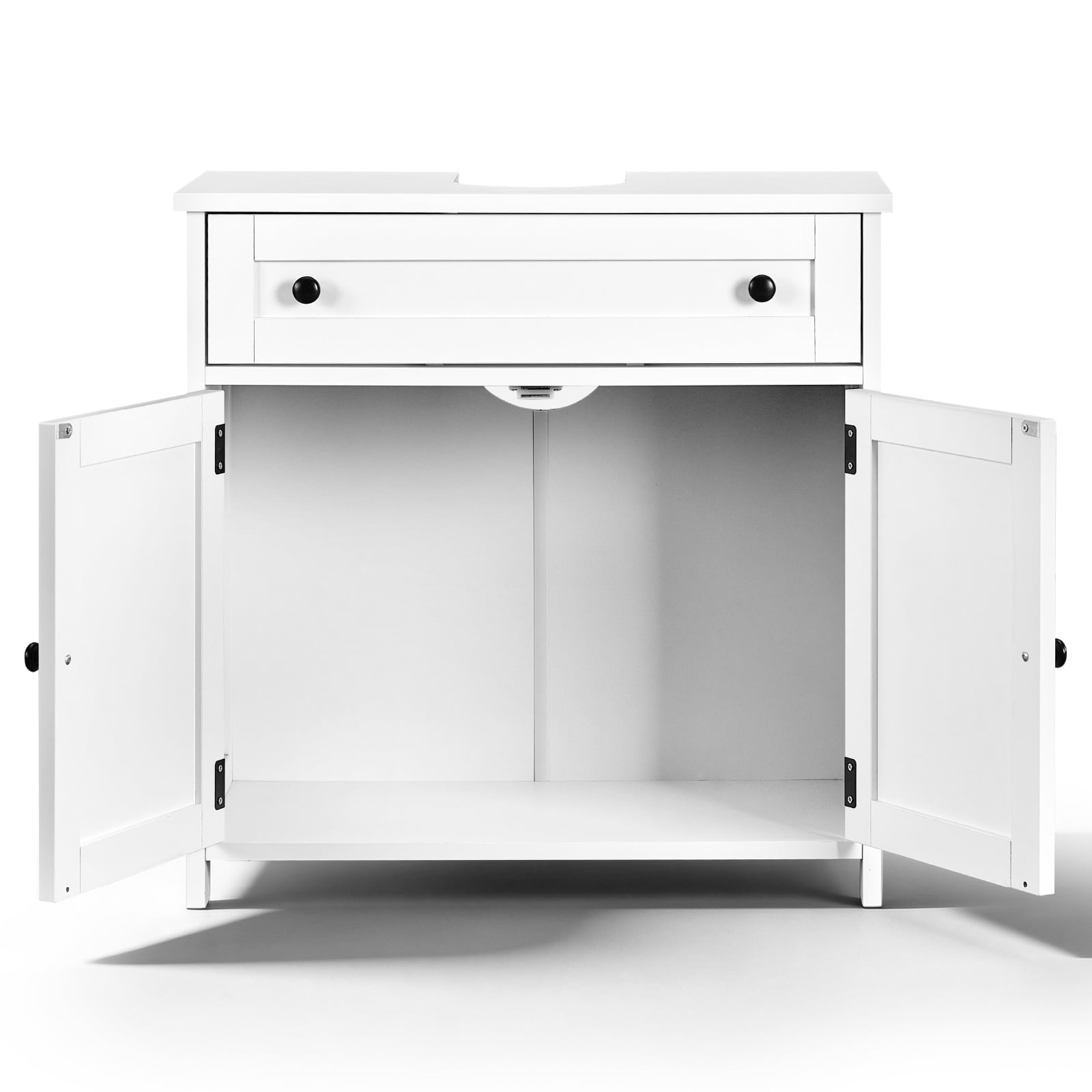 Ktaxon Bathroom Vanity Cabinet, Under Sink Pedestal w/ One Drawer and Two Doors, Wall - mounted Drainage, White