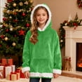 thumbnail image 5 of SRZYMJ Boys Flannel Hooded Pullover Sweatshirt Soft Cozy Casual Wear Youth Childrens Outerwear Jacket Top Light Green 6-7 Years, 5 of 7