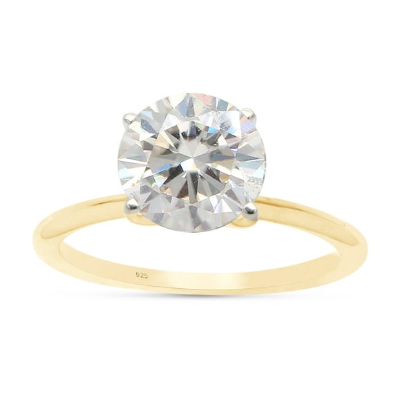 Solitaire Style, 1 3/4 cttw 8MM Round Cut Lab Created Moissanite Diamond Engagement Ring In 14K Yellow Gold Over Sterling Silver (G-H Color, VVS1 Clarity, 1.75 Cttw)-4