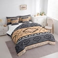 thumbnail image 3 of Manfei Bisque Grey Aztec Bedding Comforter Set 7 Pieces for Women, Boho Mandala Square Full Bedding Set, Tribal Hippie Style Reversible Fitted Sheet Flat Sheet, Super Cozy Room Decor, 3 of 7